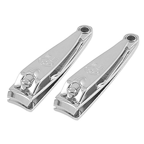 2 Pcs Sharp Metal Fingernail Nail Clippers Cutters Silver Tone