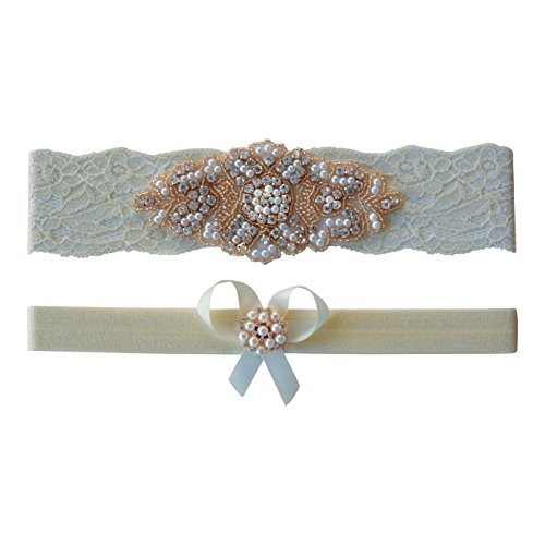 Rose Gold Garter - Bridal Garter Set - Wedding Garters – Crystal Garter Set