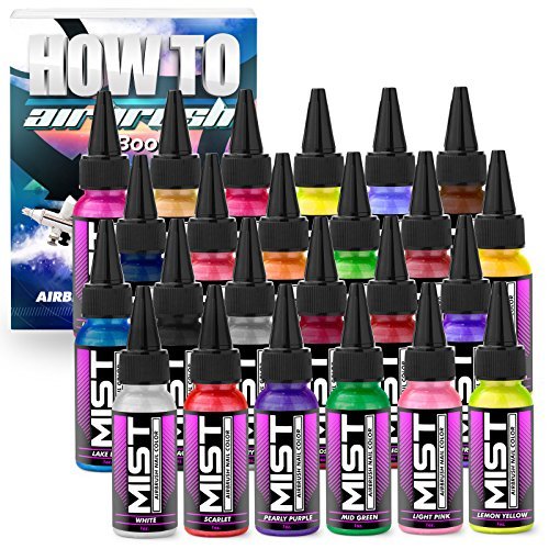 Mist 24 Color Set Premium Nail Art Polish Airbrush Paint Kit - 1 ounce